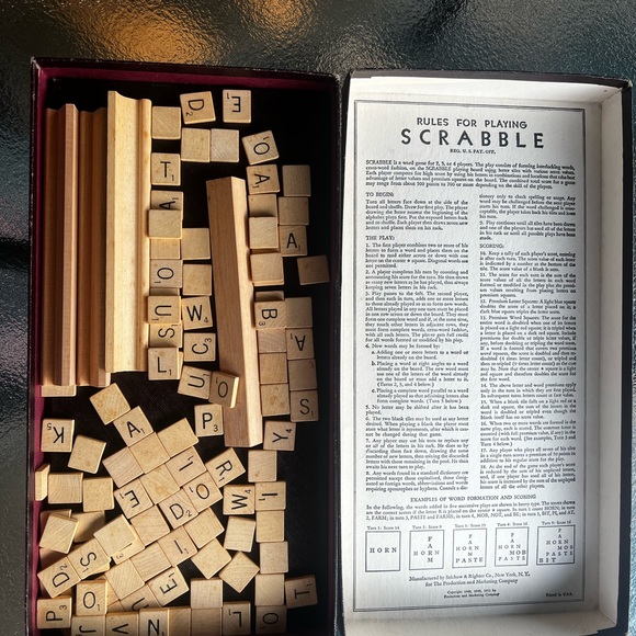 Vintage 1953 Scrabble Board Game, Selchow & Righter Co. Made in USA - Picture 6 of 7